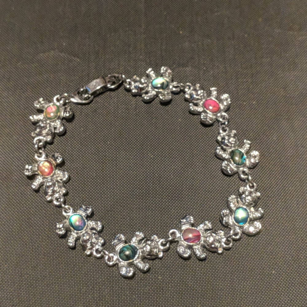 Rainbow stone bear bracelet